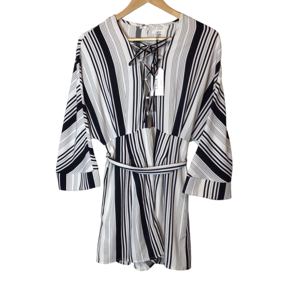Lucca Romper - Black and White stripe Size  Small NWT